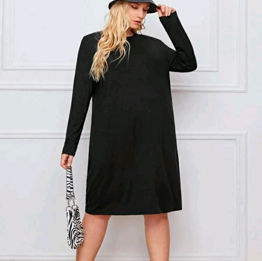 #6 Brand New Plus Black Casual Tee Dress
